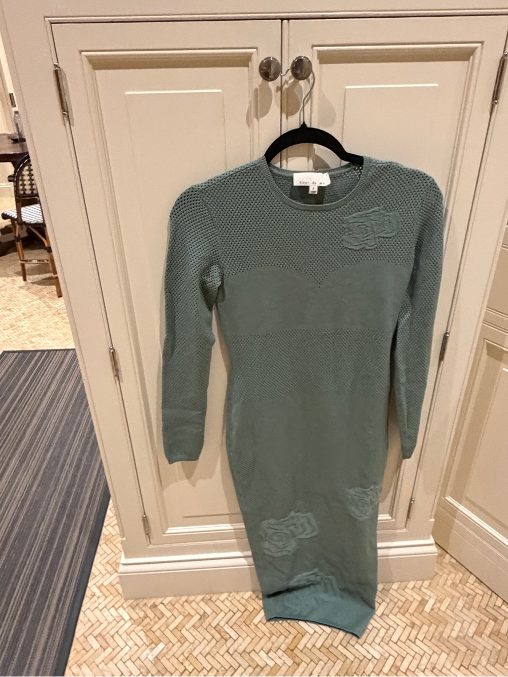 Fleur du Mal Sage Green Textured Knit Crewneck Dress